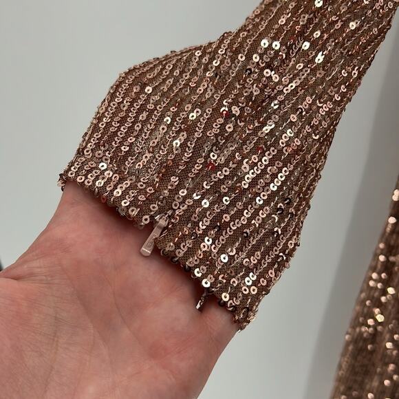 Mac Duggal Sequined Drop Shoulder Faux Wrap Gown - Copper - 4 - New with tags - Picture 5 of 11